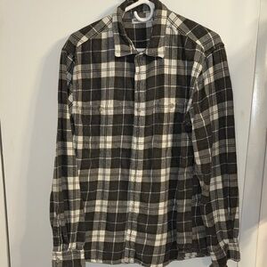 Sonoma Grey and White Plaid Men's Shirt - Large